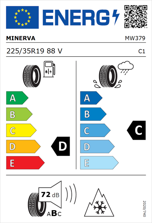 Tyre Label for Minerva Frostrack HP 225/35R19 88V