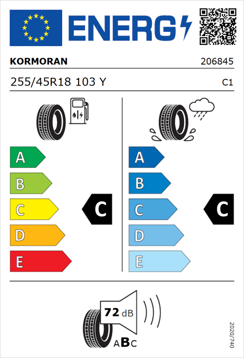 Tyre Label for Kormoran Ultra High Performance 255/45R18 103Y