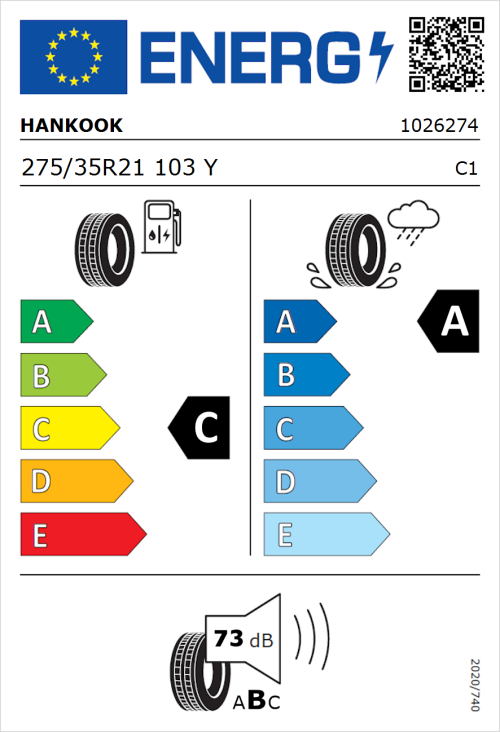 Tyre Label for Hankook Ventus S1 Evo 3 (K127) 275/35R21 103Y